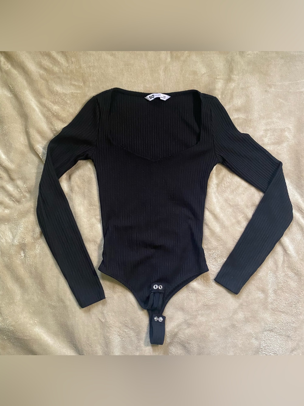 SO Black Ribbed Bodysuit